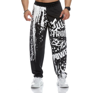 Muscle Men Sports Mesh Pants Male Thin Casual Running Training Loose Oversized Trousers Hip-Hop Printed Sportpants aidase-shop